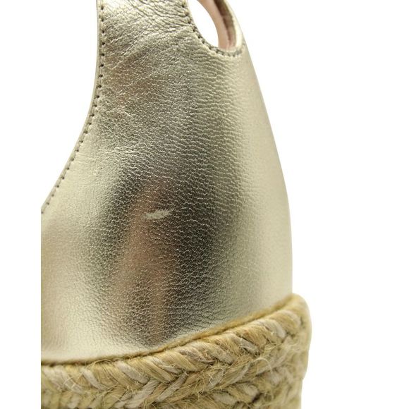 Pre Loved Stuart Weitzman Espadrille Ankle Strap Wedge in Gold Leather - Picture 7 of 10